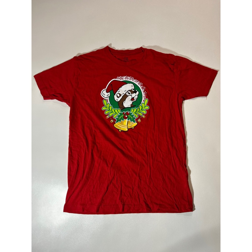 Buc-ees Graphic T-Shirt Unisex Small Red Excellent Christmas 2025 Jingle Sleigh